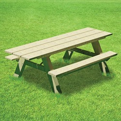 AT Series - Accessible, Traditional A-Frame Picnic Table With Steel Braces - Using Lumber