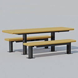 End Accessible Multi-Pedestal Picnic Table - APT Series - 3x4" Recycled Plastic