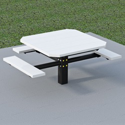 PQT3-4 Square Pedestal Wheelchair Accessible Picnic Table - Using Aluminum
