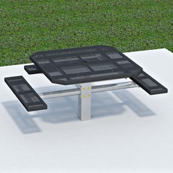 PQT3-4 Square Pedestal Wheelchair Accessible Picnic Table - Expanded or Perforated Steel