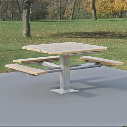 PQT3-4 Square Pedestal Wheelchair Accessible Picnic Table - Using Lumber