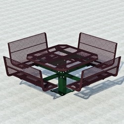 PQTB Series 48" Square Pedestal Picnic Table With Contour Bench Seats - Using Steel
