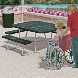 SQT3-4 Series Square Portable Wheelchair Accessible Picnic Table - Using Expanded or Perforated Steel
