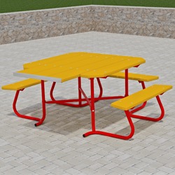 SQT3-4 Series Square Portable Wheelchair Accessible Picnic Table - Using Lumber or Recycled Plastic