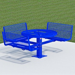 T300/T400 Series Round, Pedestal Accessible Picnic Table With CONTOUR Bench Seats - Using Expanded Steel