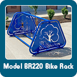Model BR220 bike rack with custom laser-cut end caps