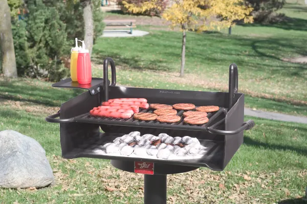 grilling food in a park