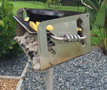 grill with a rusty firebox