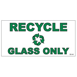 Model DE-43 -  RECYCLE GLASS ONLY Decal for BPRT Series Receptacles