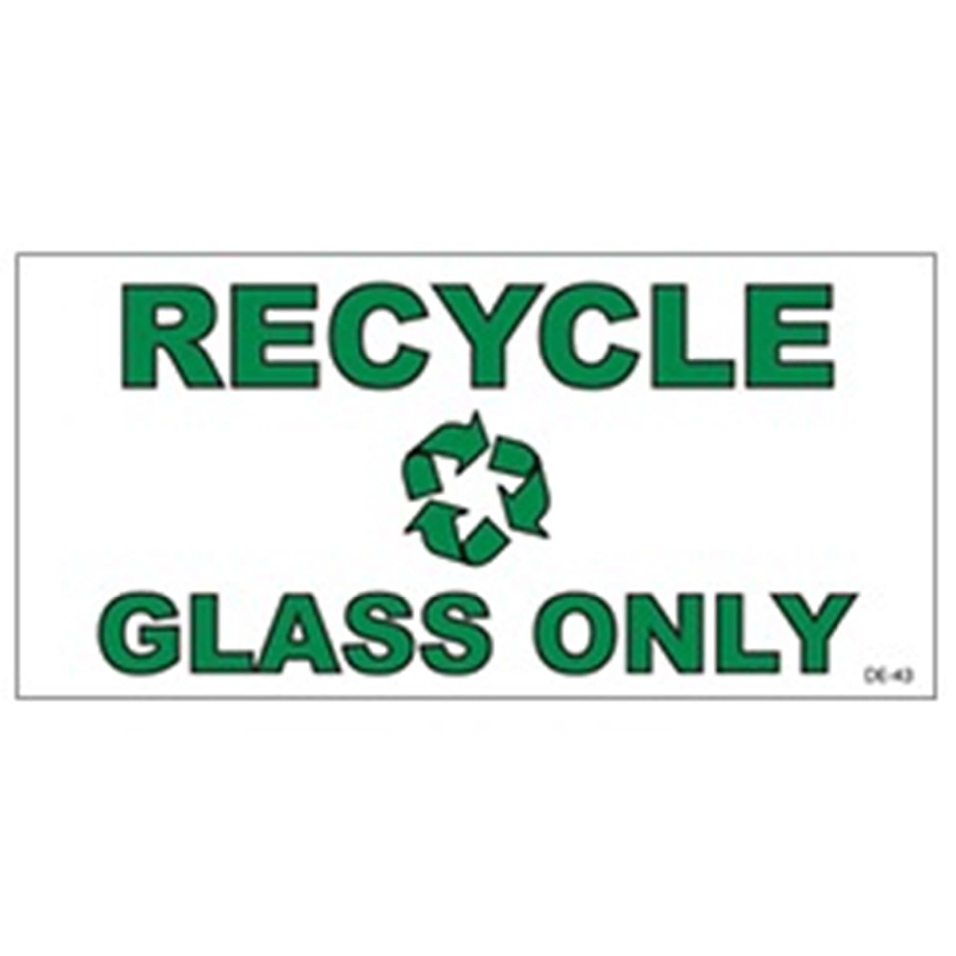 Model DE-43 -  RECYCLE GLASS ONLY Decal for BPRT Series Receptacles