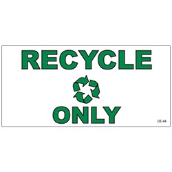 Model DE-44 -  RECYCLE ONLY Decal for BPRT Series Receptacles