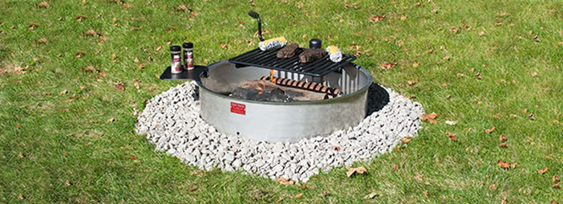 FSWS-30/7/PA Stainless Steel Campfire Ring with Swivel Grate