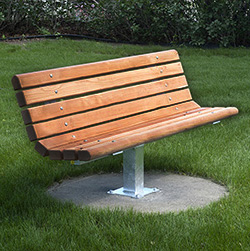 Rock Island Outdoor Park Bench | Recycled Plastic (Length: 4 feet, Mounting  Options: Free-Standing (Standard), Color Options: Brown RP, Arm Rest: Yes)