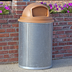 32-Gallon Square Expanded Metal Trash Can with Liner & Lid