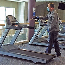 DMS-TNT350 Disinfecting Mister used on Treadmill. DMS-TNT350 Disinfecting Mister used on Treadmill.