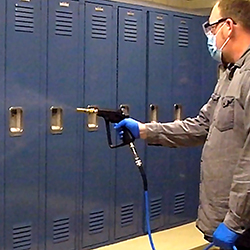 DMS-TNT350 Disinfecting Mister used in Locker Room.