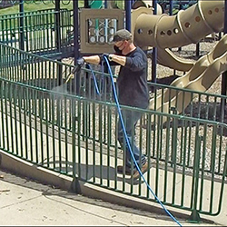 DMS-TNT350 Disinfecting Mister on Playground. DMS-TNT350 Disinfecting Mister on Playground.