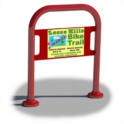 Model HRES and Model HRPS - Hitching Post Bike Rack With Steel Signage Plate