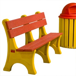 100% Recycled Plastic Bench - with Backrest. RBB Series.