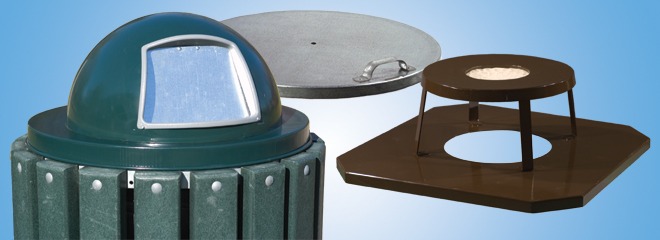 Dome & Flat Steel Lids for Trash Containers Dome & Flat Steel Lids for Trash Containers