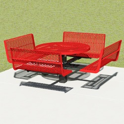 T300/T400 Series Round, Pedestal Picnic Table With CONTOUR Bench Seats - Using Expanded Steel